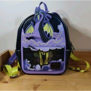 Loungefly Disney Maleficent Dragon Lenticular Purple Backpack Collection ~8x12"